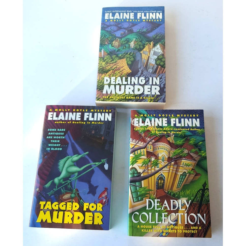 ELAINE FLINN lot of 3 PB Molly Doyle Mystery Dealing in Murder Deadly Tagged NOS